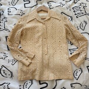 Vintage Lace Button-Up Shirt